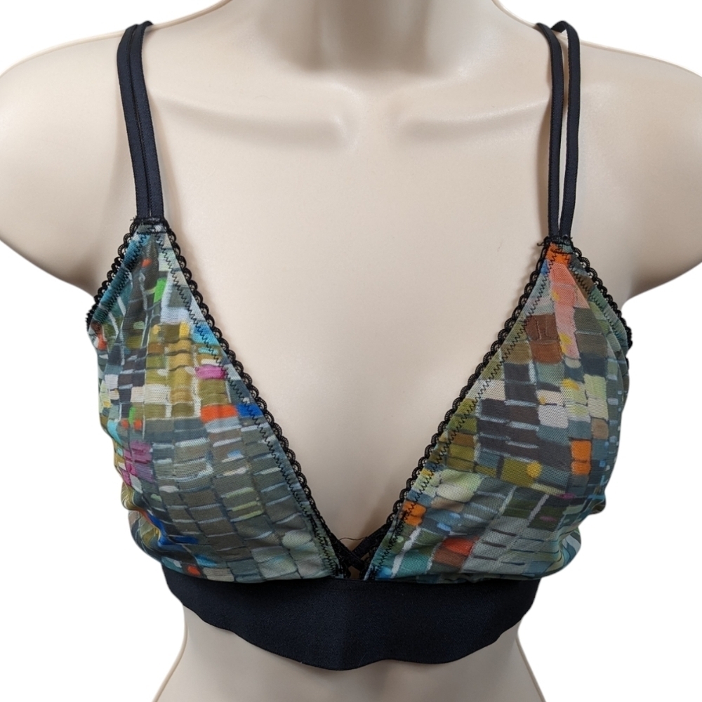 Parade Mesh Colorful Print Bralette Sz 2/2XL